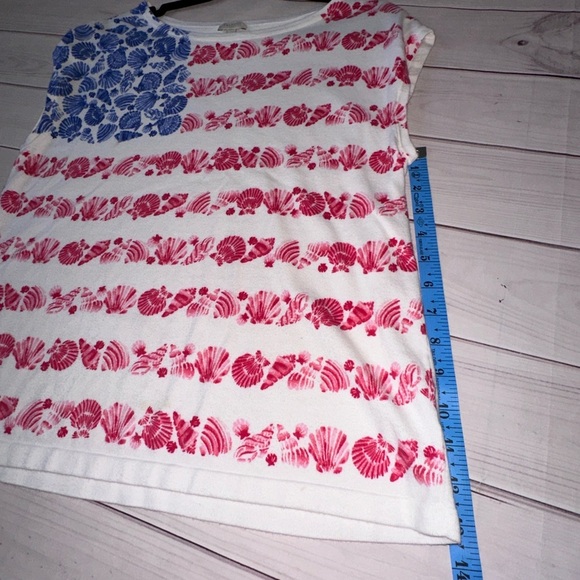 Talbots Patriotic Seashell Flag Top – Size Small 🇺🇸🌊 Office School Church Party - Picture 7 of 7